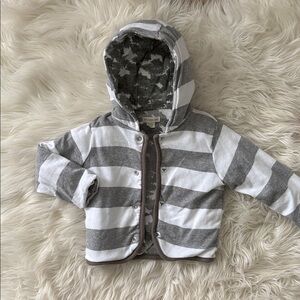 Striped Gray and White Kids Hoodie